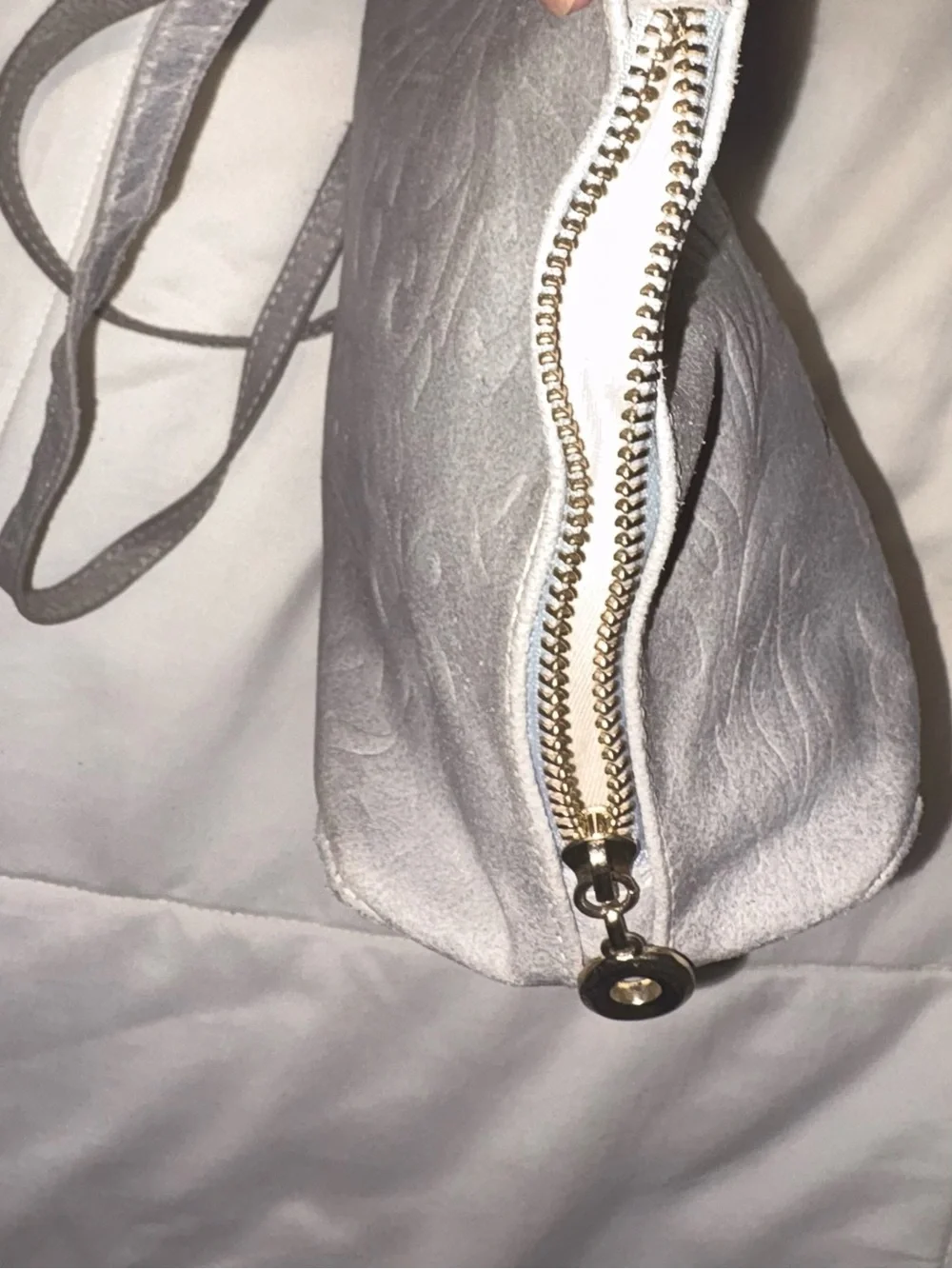 Vintage Anna Morellini Women's Metallic Gray Shoulder Bag with crossbody very